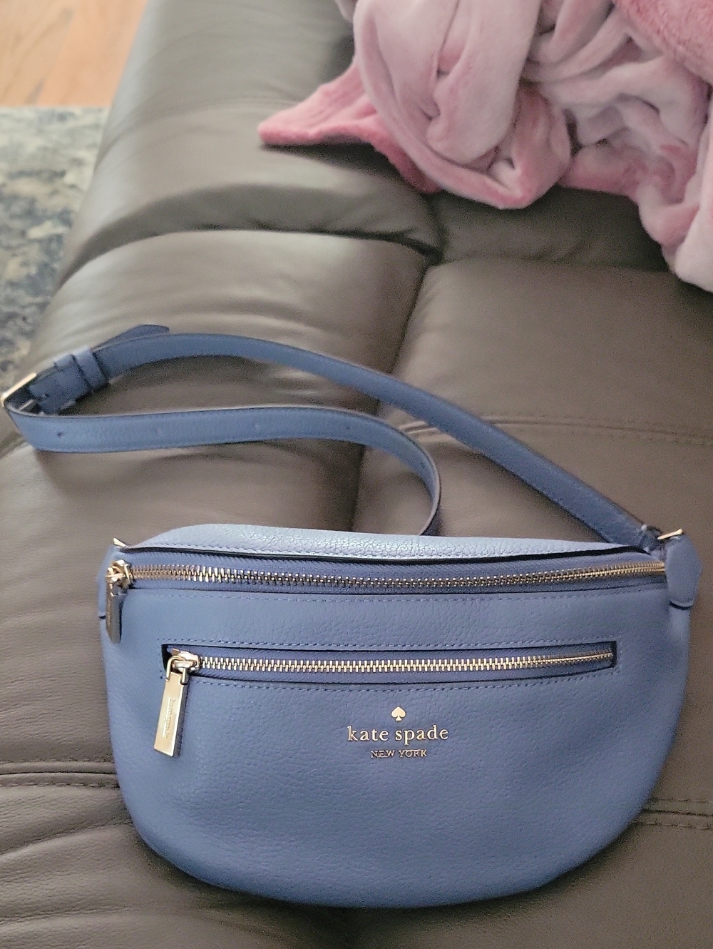 kate spade blue leather crossbody belt bag
